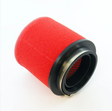 Honda ATV air filter with red foam element, black end caps and clamp; fits TRX 420/500/520 and Pioneer 500/700.