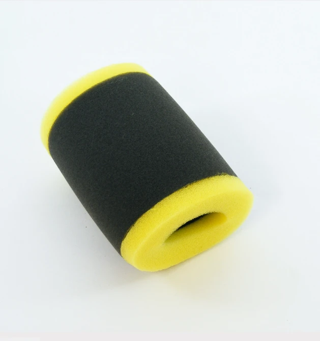 Air filter for Suzuki LT F250 LT F300 ATV Quad Runner by ATV City; black foam core with yellow ends.