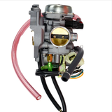 Complete Hyper Carburetor Assembly for Kawasaki KVF300 Brute Force 2012+; metallic gray with pink fuel line ATV City