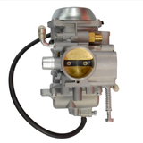 Hyper Carburetor Assembly for Suzuki LT 4WD Quad Runner 250, OEM replacement, silver body with brass throttle plate.