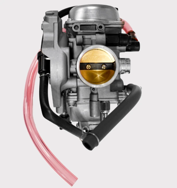 Hyper Carburetor Assembly for Kawasaki KVF360 ATV 2003–2013; ATV City OEM replacement, complete carb with pink fuel line