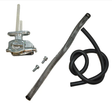 Fuel Tap Kit OEM Replacement for Suzuki Quadrunner ATV; metal petcock, black hose, mounting screws