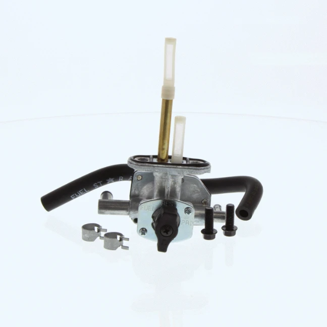 Fuel Tap Kit for Suzuki LTF 400 Eiger 2003 ATV; metal valve with black hoses and clamps