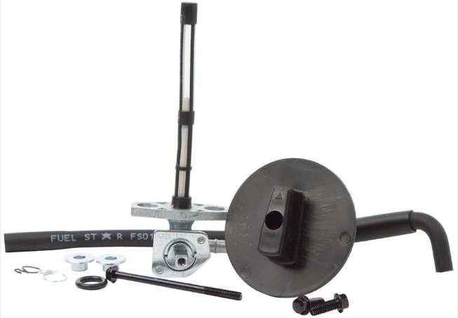 ATV City fuel tap kit for Honda TRX 250 Recon FourTrax, includes petcock valve, hose, clamps and mounting hardware