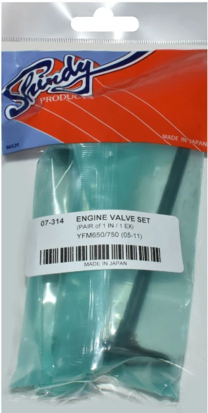Engine valve pair for Yamaha YFM700 Grizzly 2007–2023 and YFM700R Raptor 2006–2018, teal packaging.