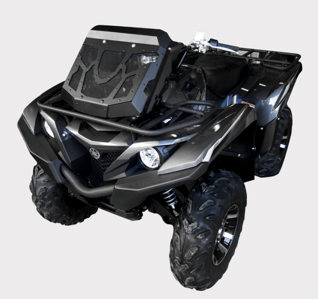 Radiator relocation kit with snorkel for Yamaha Grizzly 700 & Kodiak 700 (2016+), installed on a black Yamaha ATV.