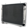 Radiator replacement for Polaris Ranger 400, 500, 570, 700, 800, 900 UTVs; aluminum core with black fins