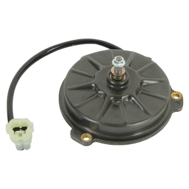 Fan motor assembly for Honda TRX500FA Foreman Rubicon (2005–2014), black housing, 12V direct-fit replacement