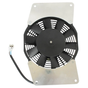 Fan motor assembly with black cooling fan and silver mounting plate for Yamaha YFM700 Grizzly ATV (2007–2008).