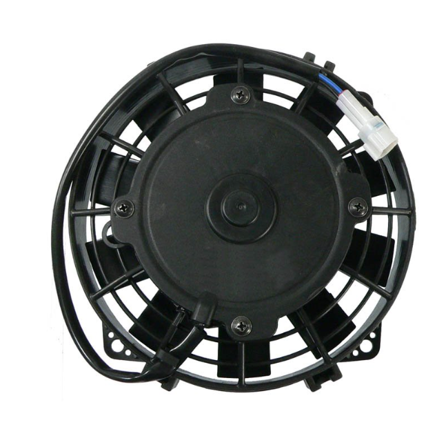 Fan motor assembly for Yamaha YFM400 Big Bear ATV, 2WD, black cooling fan with wiring, ready to mount
