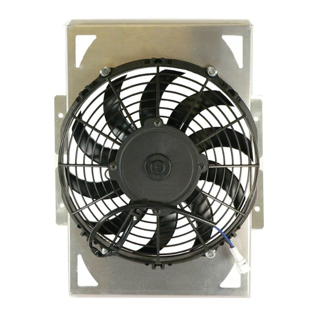 Fan motor assembly for Yamaha Rhino YXR450F/YXR660 12V cooling unit with black fan and metal mounting bracket