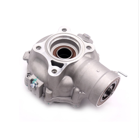 Rear differential complete for Honda TRX 420/500/520 fixed-axle, silver aluminum housing, fits 2014–2026