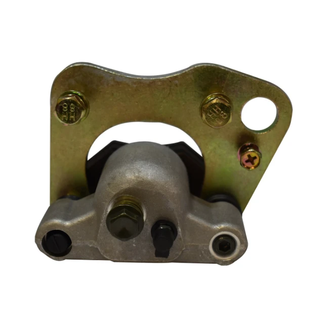 Brake caliper front-right for Polaris ATV with gold mounting bracket and gray body