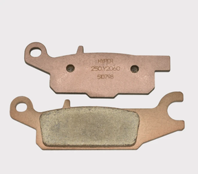 Front left brake pads pair; copper backing; Hyper brand; ATV City; fits Yamaha YFM 550 and YFM 700 Grizzly/Kodiak.