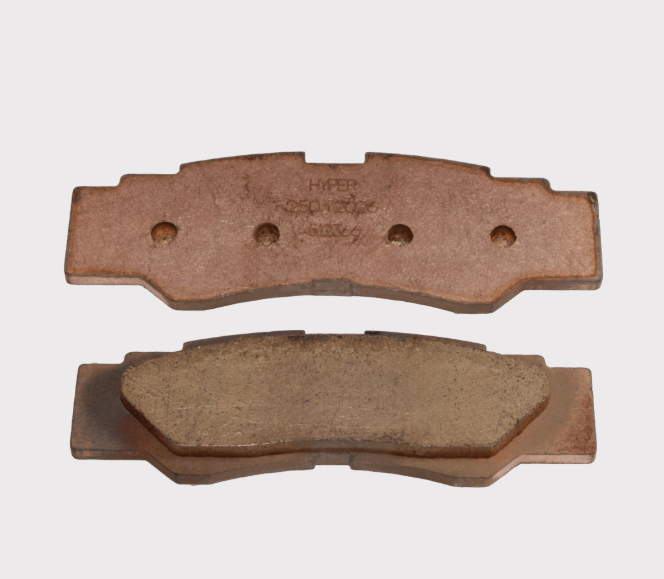 Rear YXZ 1000 brake pad set (2 pcs); copper-colored friction pads with Hyper stamp