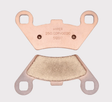 Disc brake pad pair for Corvus UTV rear EX4/DX4; copper-colored backing plate with friction pad