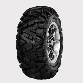 Forerunner Knight 19x7x8 ATV tyre, 6-ply premium off-road tyre mounted on a silver alloy wheel