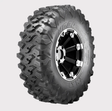 Obor Lynx WL 35x10R15 mud tire, 10 ply, on black alloy rim for UTV off-road use