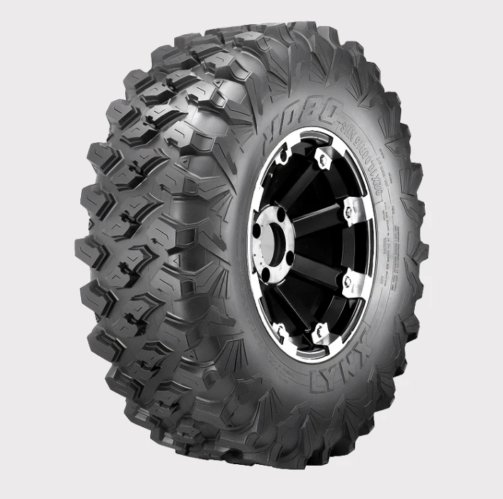 Obor Lynx WL 35x10R15 mud tire, 10 ply, on black alloy rim for UTV off-road use