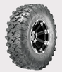 Obor Lynx WL15 32x10R15 mud tire for UTV, 8-ply, E-rated, advanced tread on black wheel.