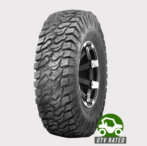 Obor WL09 Predator 27x11R14 8-ply UTV tire on alloy wheel with UTV Rated badge for off-road ATVs and utility vehicles