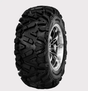 Forerunner Knight 26x9x14 ATV tire, black, 6-ply all-terrain, mounted on alloy wheel