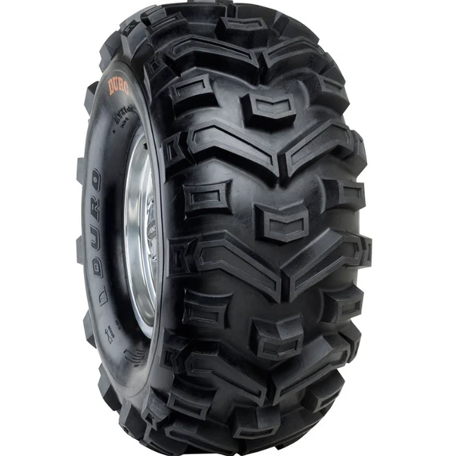 Duro 24x8x12 ATV tire, 6-ply DI-2010 Buffalo with V-shaped mud-gravel tread on a wheel