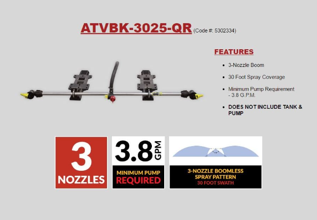 Fimco Spray Boom Kit ATVBK3025 QR Quick Release For ATV Boomless Sprayer Delivers Up To 30 Feet Coverage UK