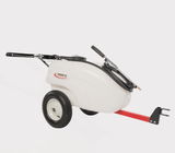 Trailer Sprayer LG30TRL by Fimco, 30-gallon white tank with quick-connect manifold on a red hitch