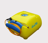 C-Dax Spray-On 200 FD SO200 Gen 2 sprayer tank for ATVs, yellow with blue hose and hand wand