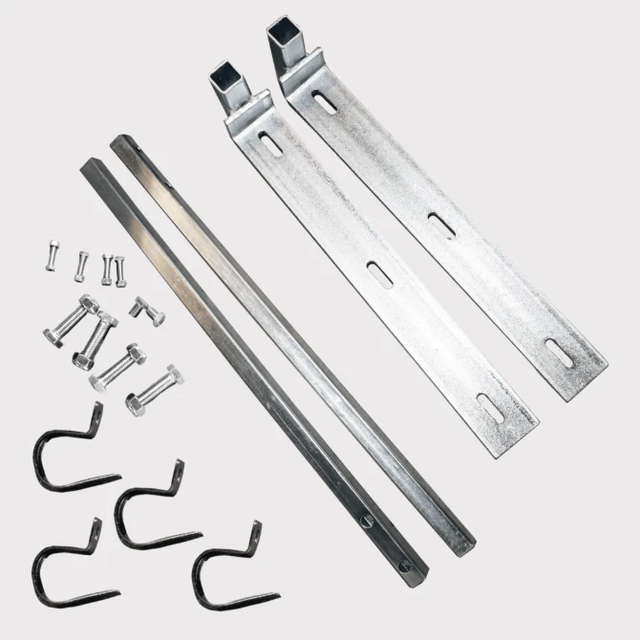 C-Dax Multi Boom Standard Mount kit for ATVs/UTVs, galvanized steel two long rails with brackets and assorted hardware