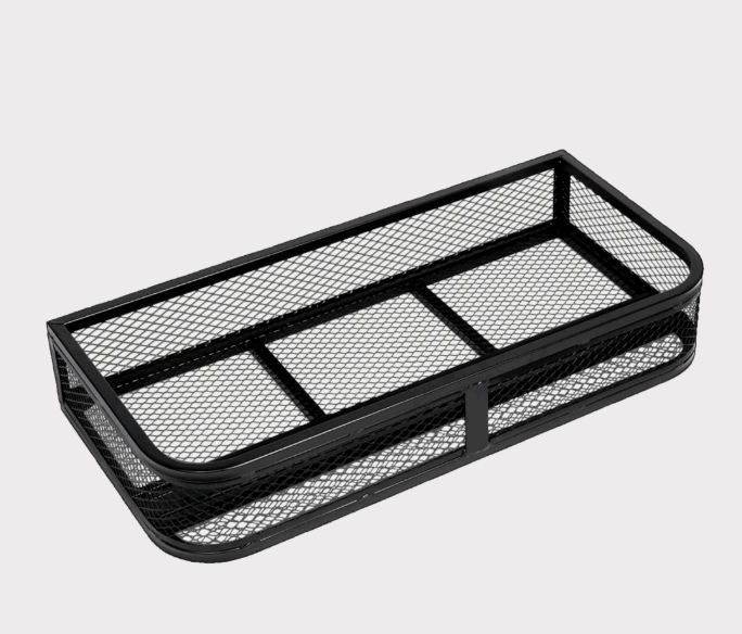 Universal Front ATV Basket, powder-coated steel mesh storage carrier, 910x435x160mm.