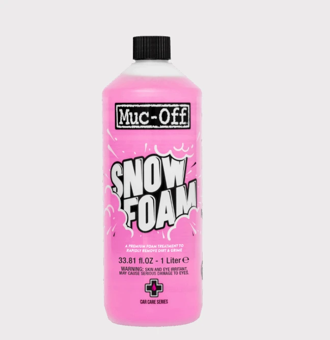 Muc-Off Snow Foam 1L foam cleaner bottle, pink cranberry scent, waterless car wash