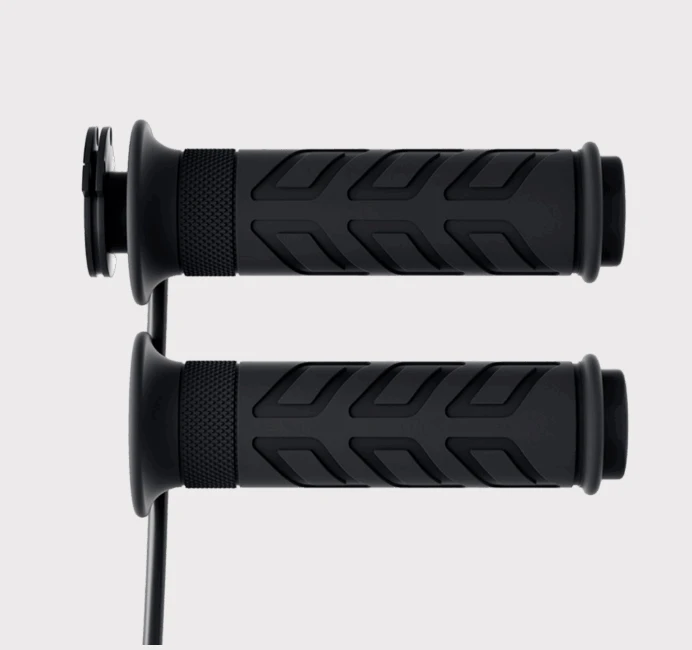 Hyper heated motorcycle grips, 22mm, pair, off-road/road, black rubber with cable
