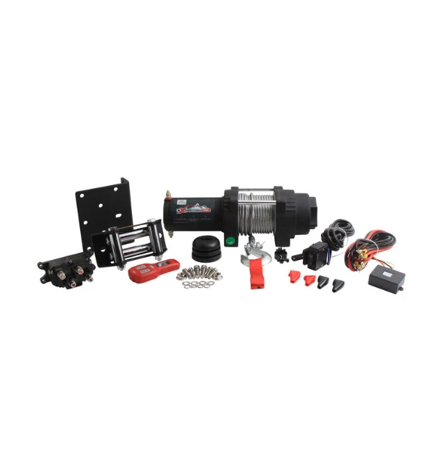 Winch by All Balls Racing 3500lb 12V steel wire kit with remote switch for ATV/UTV, 39ft cable, 4-bolt mount