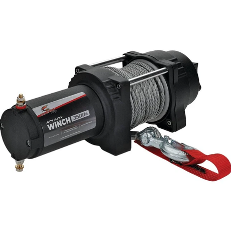 All Balls Racing 3500lb 12V steel wire winch with remote switch, 39ft cable, 4-bolt mount