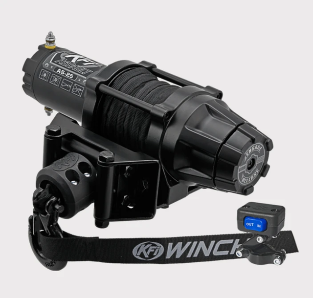 KFI Assault Series 2500lb winch with 50ft synthetic cable and rocker switch for ATV/UTV