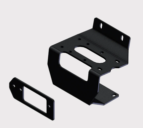 KFI winch mount for Honda Pioneer 1000/1000-5 (2016–2024), black steel two-piece bracket set with mounting plate