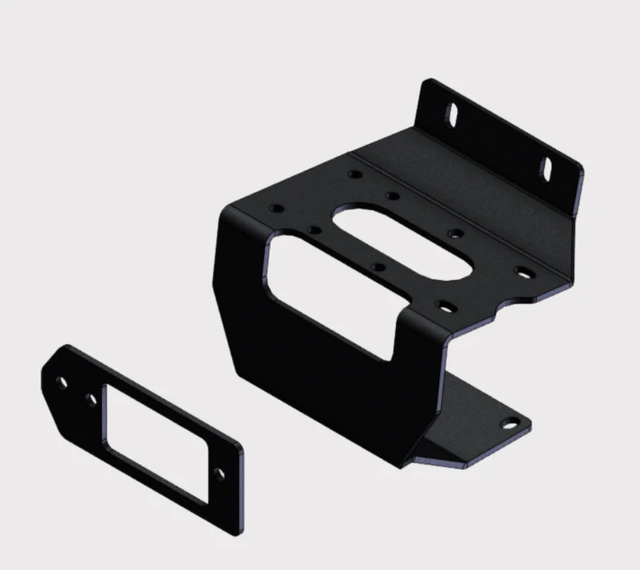 KFI winch mount for Honda Pioneer 1000/1000-5 (2016–2024), black steel two-piece bracket set with mounting plate