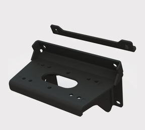 Winch mount for Kawasaki Mule Pro DX/FXT high-mount, black powder-coated steel two-piece set with mounting bar