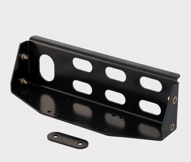 Winch mount for John Deere Gator XUV 625i/855D UTV; black steel, two-piece kit with mounting plate