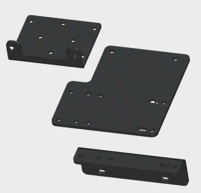 Winch Mounts for Kawasaki Mule 4000/4010 UTVs (2009–2025), powder-coated black steel plates set of three