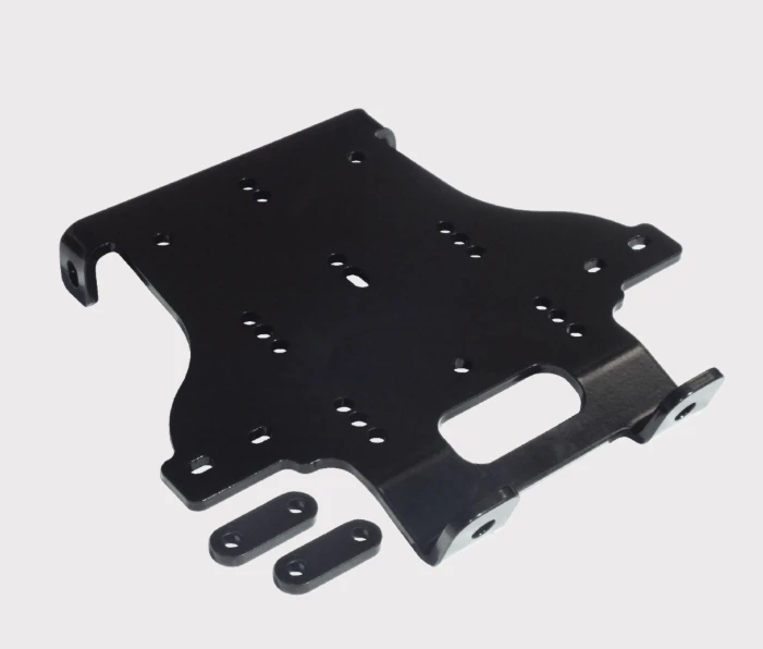 KFI winch mount plate for Honda TRX 500 ATV (2007–2014), black powder-coated 1/4-inch steel, includes 2 brackets