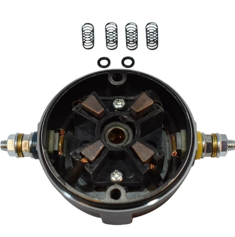 KFI Winch Motor End Cap Stealth A Series for 2000/2500/3000 lb winches; black housing, copper windings, springs