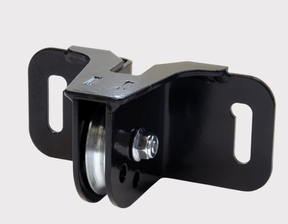 KFI fairlead plow pulley for winches, black steel housing with silver roller, 4.875 bolt pattern, 2 1/8 in roller