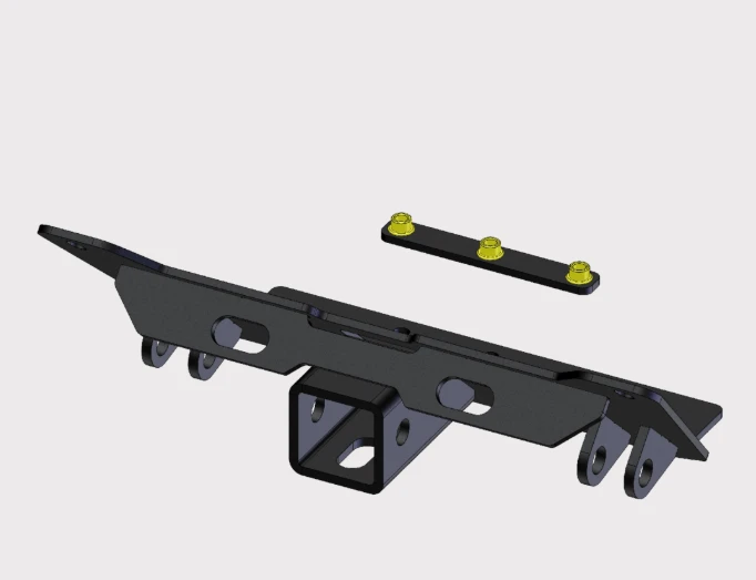 KFI Polaris Ranger lower 2-inch receiver mount hitch kit, black metal, 2-piece