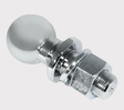 50mm chrome tow ball with 3/4 in shaft and threaded shank for 1 in trailer hitch; chrome-plated steel hitch ball