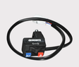 Quadtech Road Legal Kit: ATV left-handlebar switch with clamp mount, black body, blue horn button, red hazard button.