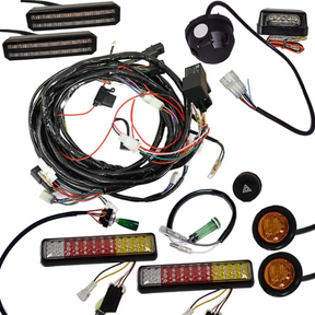 Road Legal Kit by Quadtech for Honda Pioneer 520 2021 ATV; 2x LED light bars, wiring harness, switches.