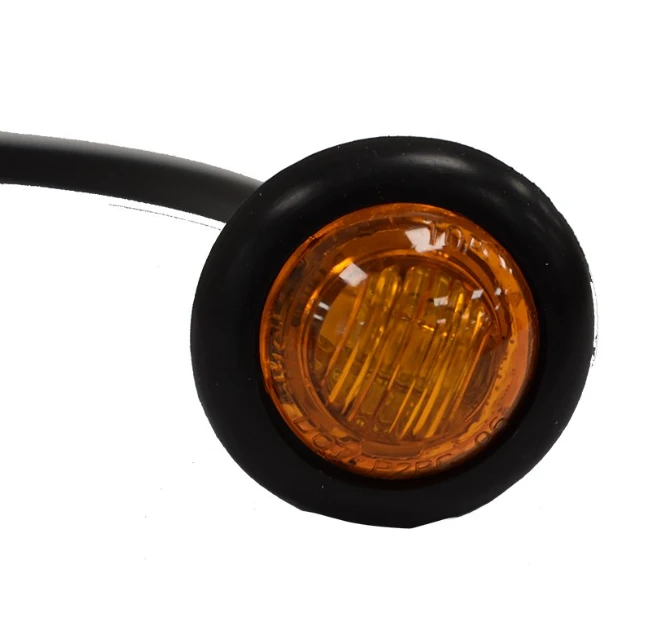 Quadtech road-legal amber LED indicator light, 20mm rubber flush-mount with wiring loom
